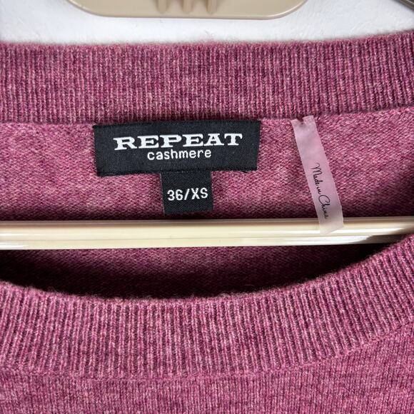 REPEAT 100% Cashmere Sweater XS mauve red Choose Love embroidered Heart - Picture 6 of 8